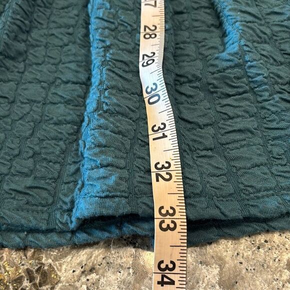 ZARA textured blue green mock turtleneck skater dress fit flare Sz M textured - Picture 10 of 12